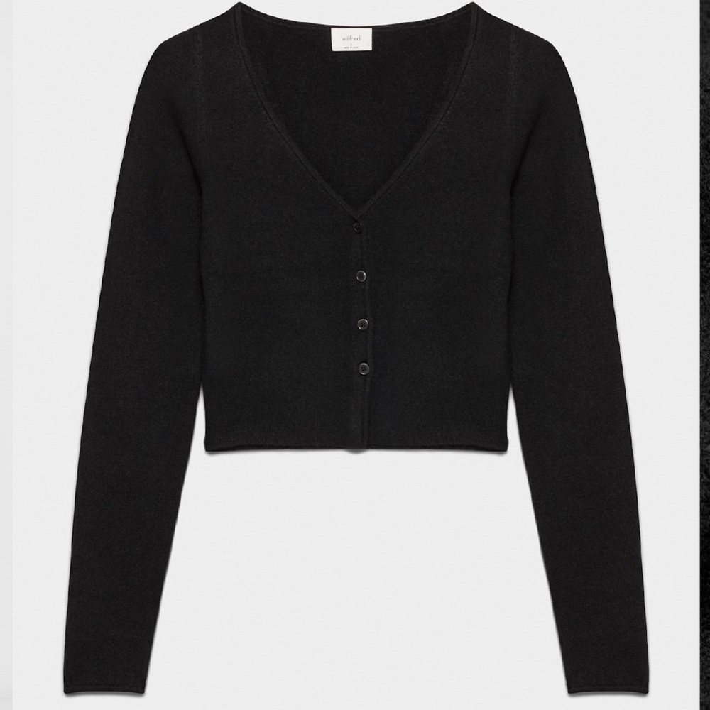 Aritzia Wilfred Santorini Black Button-Up Cardigan